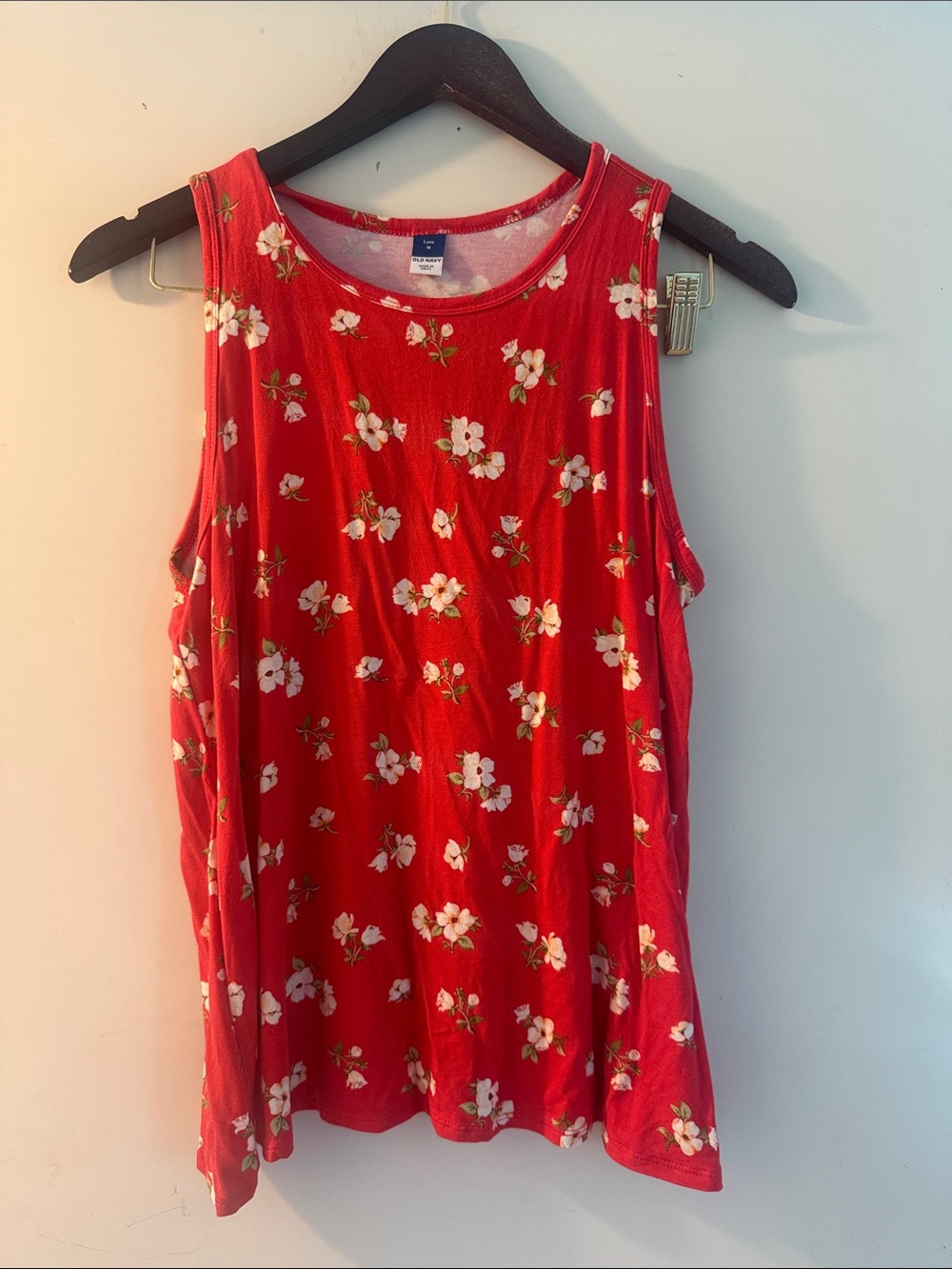 Old Navy Womens Orange Red Luxe Floral Tank Top Sz Medium EUC